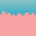 Flowing blue cream on pink wafer vector