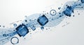 Flowing blue data stream composed of binary digits and cubes, creating a wave pattern Royalty Free Stock Photo