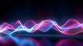 Flowing blue and pink wave line abstract background. Glowing neon light. Dynamic music equalize sound wave. Futuristic style.