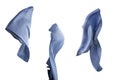 Flowing blue silk scarf isolated on white background Royalty Free Stock Photo