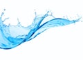 Flowing blue water splash isolated on white