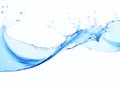 Flowing blue water splash isolated on a white background