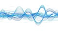 Flowing blue wave patterns formed by thin lines on a clean white background with subtle horizontal streaks Royalty Free Stock Photo