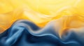 Flowing blue and yellow fabric waves creating abstract pattern Royalty Free Stock Photo