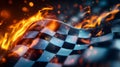 Flowing Checkered Racing Flag with Fire Royalty Free Stock Photo