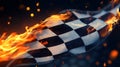 Flowing Checkered Racing Flag with Fire Royalty Free Stock Photo
