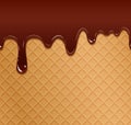 Flowing chocolate on wafer texture