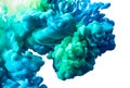 Flowing cyan blue and emerald green mix paint background