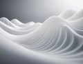 Flowing 3D waves in white and grey create a mesmerizing abstract pattern, featuring smooth curves and light gradients Royalty Free Stock Photo