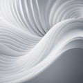 Flowing 3D waves in white and grey create a mesmerizing abstract pattern, featuring smooth curves and light gradients Royalty Free Stock Photo