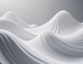 Flowing 3D waves in white and grey create a mesmerizing abstract pattern, featuring smooth curves and light gradients Royalty Free Stock Photo