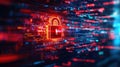 Flowing Data Stream with Security Icon