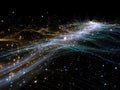 Flowing data streams, an abstract visualization of digital network energy using glowing particles Royalty Free Stock Photo
