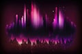 Flowing digital data streams in shades of purple and pink against a dark background with glowing particles