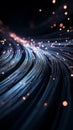 Flowing digital fibers with glowing lights, abstract background. Technology and innovation concept Royalty Free Stock Photo