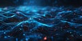Flowing Digital Landscape: An Abstract Representation with Red and Blue Wave-like Structures Composed of Small, Glowing Dots and Royalty Free Stock Photo