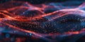 Flowing Digital Landscape: An Abstract Representation with Red and Blue Wave-like Structures Composed of Small, Glowing Dots and Royalty Free Stock Photo