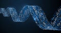 Digital wave constructed from blue binary code featuring 0s and 1s against a Royalty Free Stock Photo