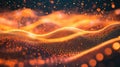 Flowing digital waves creating abstract particle stream background Royalty Free Stock Photo