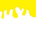 Flowing down paint yellow isolated. Template.