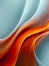 Flowing dynamic fabric waves in vibrant orange and muted blue shades creating smooth abstract forms with soft light and delicate Royalty Free Stock Photo