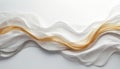 Flowing fabric waves in white gold and silver colors. Smooth lines create abstract texture and motion on white background. Royalty Free Stock Photo