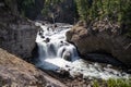 Flowing Firehole Falls waterfall in Yellowstone National Park. Silky water daytime long exposure Royalty Free Stock Photo