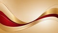 Flowing Gold and Red Waves Abstract Background Royalty Free Stock Photo