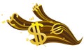 Flowing golden currency symbol