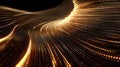 Flowing golden digital particles creating abstract wave pattern Royalty Free Stock Photo