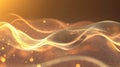 Flowing golden particle wave abstract digital background Royalty Free Stock Photo