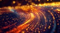 Flowing golden particles creating abstract data stream background Royalty Free Stock Photo