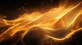 Flowing golden particles creating abstract digital wave patterns Royalty Free Stock Photo
