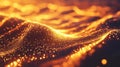 Flowing golden particles creating abstract digital wave patterns Royalty Free Stock Photo
