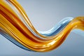 Flowing golden and silver metallic ribbons creating a dynamic wave pattern against a soft gradient background evoking motion and Royalty Free Stock Photo