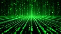 Flowing green binary code, a visual representation of digital data streams in cyberspace Royalty Free Stock Photo