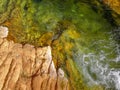 Flowing Green River Waters Rocks Stones Sand Ripples Waves Swirls