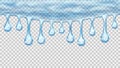 Flowing or hanging transparent seamless repeatable drops Royalty Free Stock Photo
