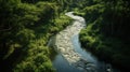 Flowing Life: Water Stream Symbolizing the Cycle of Life. Generative AI