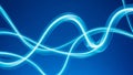 Flowing luminous blue light waves creating an abstract energetic pattern Royalty Free Stock Photo