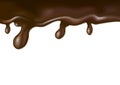 Flowing melted chocolate isolated on white background