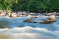 Flowing mountain stream with transparent water and stones Royalty Free Stock Photo