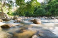 Flowing mountain stream with transparent water and stones Royalty Free Stock Photo