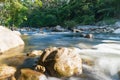 Flowing mountain stream with transparent water and stones Royalty Free Stock Photo