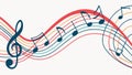 Flowing music notes, rhythmic melody vector design element Generative AI