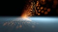 Flowing orange binary code streams across a dark bokeh background, creating a futuristic atmosphere ideal for artificial Royalty Free Stock Photo