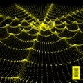Flowing particle waves. Wavy Grid Background. 3d Abstract Vector Illustration Royalty Free Stock Photo