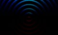 Flowing particles wave pattern, blue and red color isolated on black background. Ripple effect. Vector in concept of AI technology Royalty Free Stock Photo