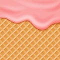 Flowing pink glaze on wafer background vector illustration