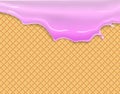 Flowing pink glaze on wafer texture Royalty Free Stock Photo